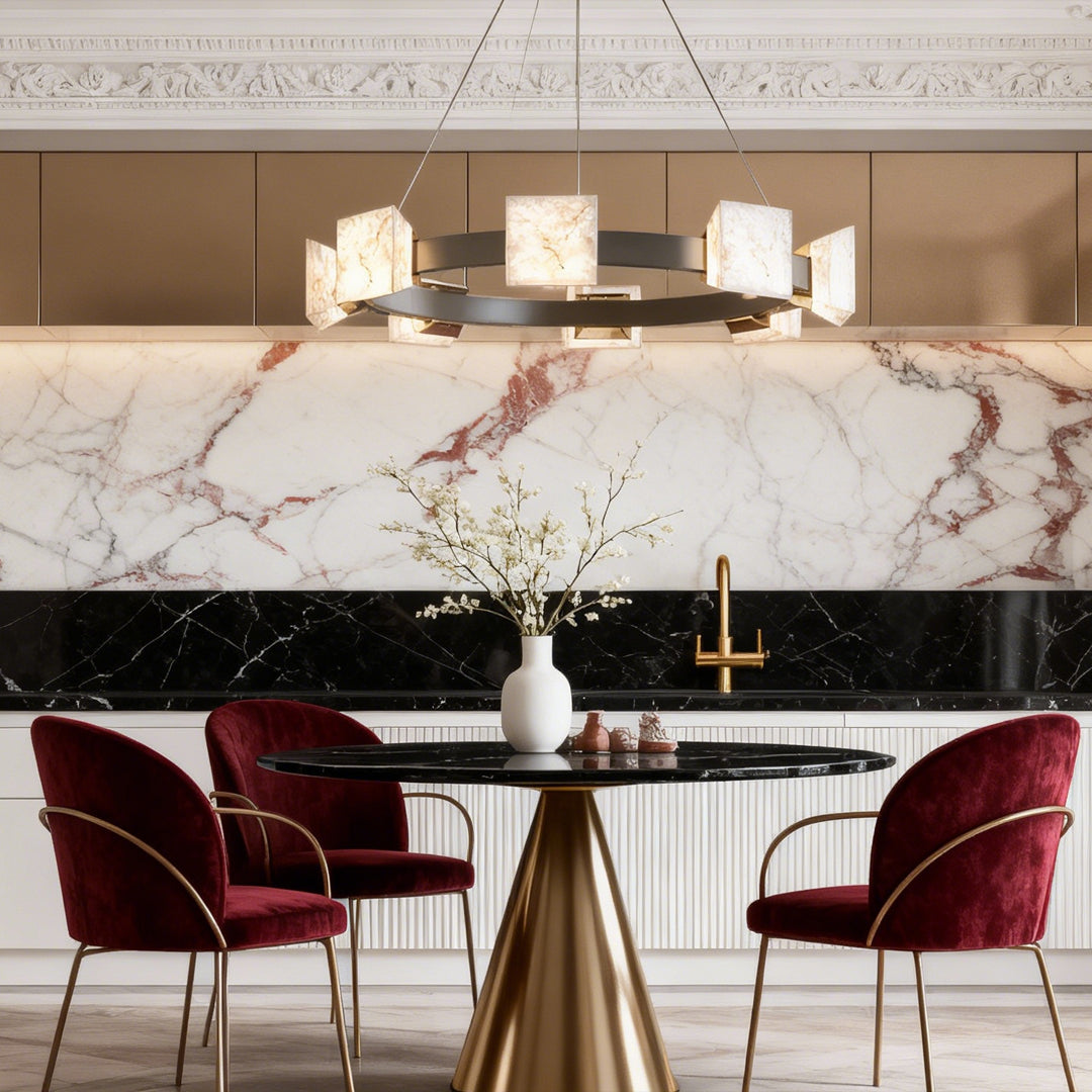 Cloud Stone Modern Chandelier — Aluminum, Gold & Gray, 2-Light to Two-Tier 10+5-Light, LED 3000K, 47.2" Adjustable Chain