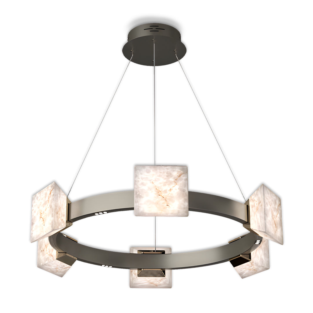 Cloud Stone Modern Chandelier — Aluminum, Gold & Gray, 2-Light to Two-Tier 10+5-Light, LED 3000K, 47.2" Adjustable Chain