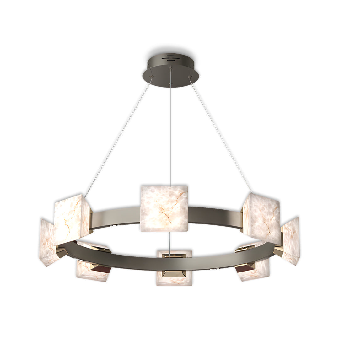 Cloud Stone Modern Chandelier — Aluminum, Gold & Gray, 2-Light to Two-Tier 10+5-Light, LED 3000K, 47.2" Adjustable Chain
