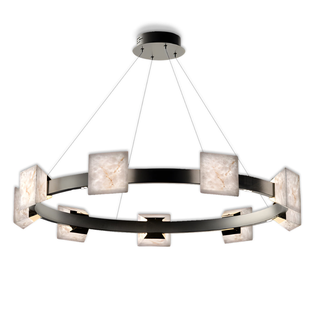 Cloud Stone Modern Chandelier — Aluminum, Gold & Gray, 2-Light to Two-Tier 10+5-Light, LED 3000K, 47.2" Adjustable Chain