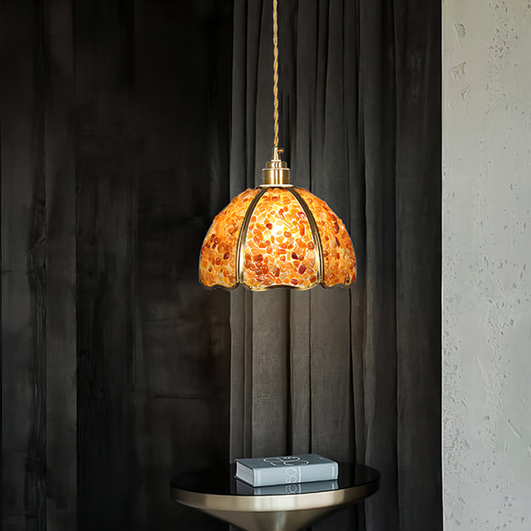 Vintage Crystal Mini Pendant — Full Copper, E27, 12W LED, Three-Color Dimming, 8.66" Diameter, 7 Styles