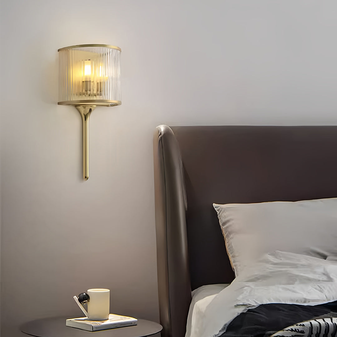 Modern Minimalist Brass and Glass Wall Sconce — 2-Light, G9, 7W, IP20, 3000K Warm