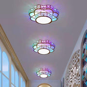 Flower-Effect Crystal Flush-Mount Ceiling Light — Metal, LED, 8" Diameter, 3000K / 6000K / RGB