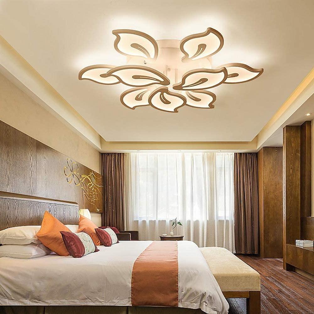 Geometric Flower LED Flush-Mount Ceiling Light — Metal and Acrylic, Dimmable, Remote Control, 5- to 15-Light