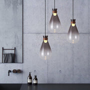 Teardrop Mini Pendant Light — Smoke Grey or Clear Glass, LED, 7" × 14", 59" Adjustable Cord