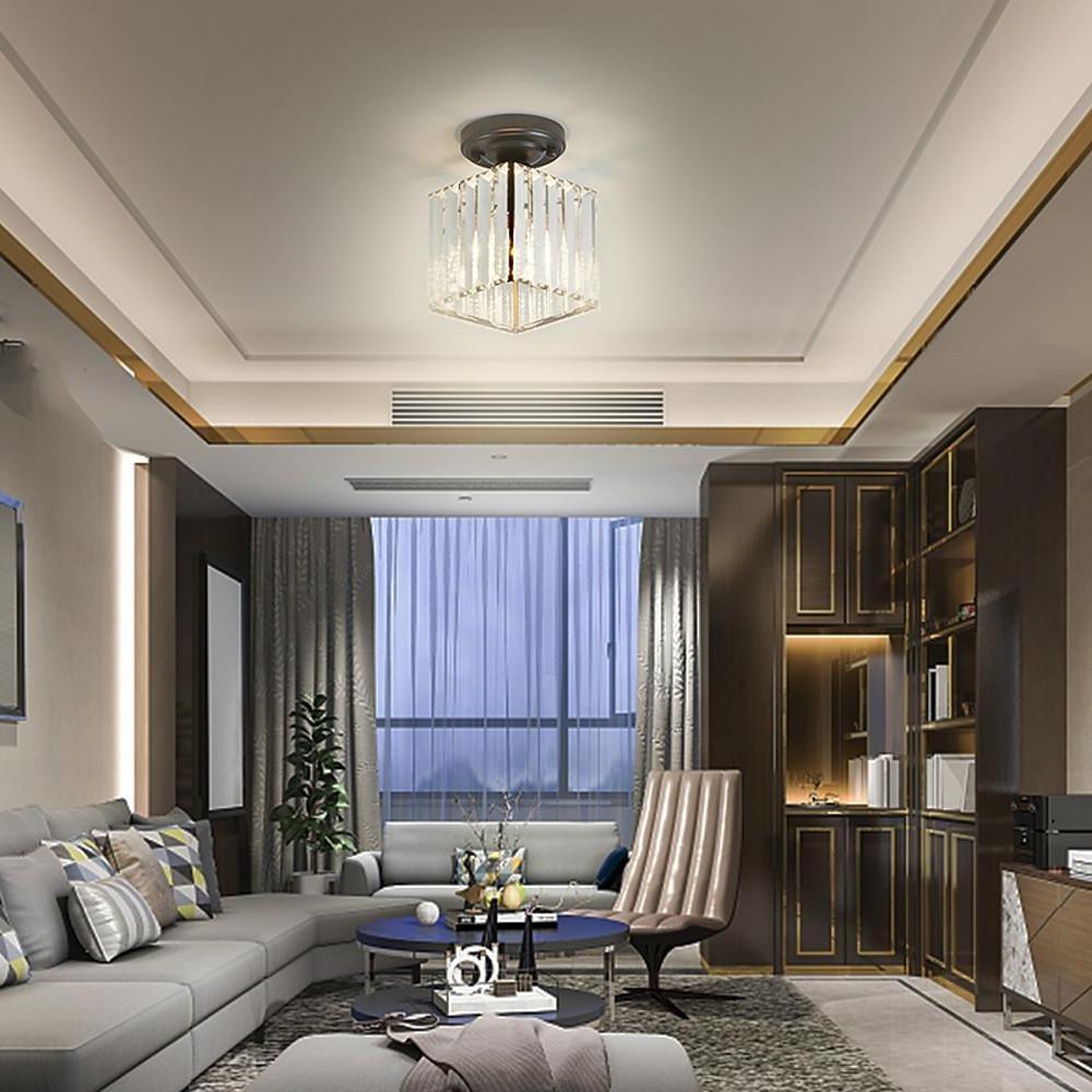 Modern Semi Flush Mount Ceiling Lights with Crystal Foyer Design