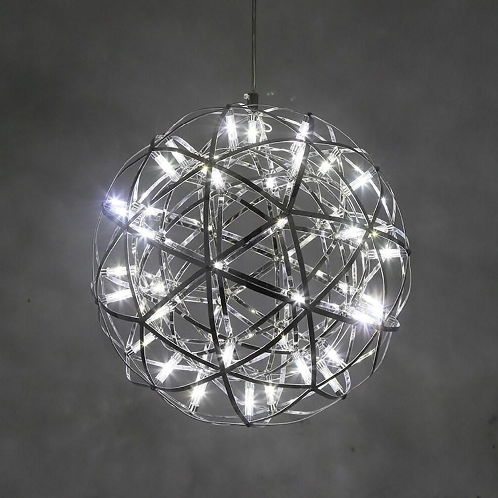 Woven Sphere Pendant Light — Stainless Steel Chrome, 42-Light LED, 12" Diameter, 20W, 3000K / 6000K