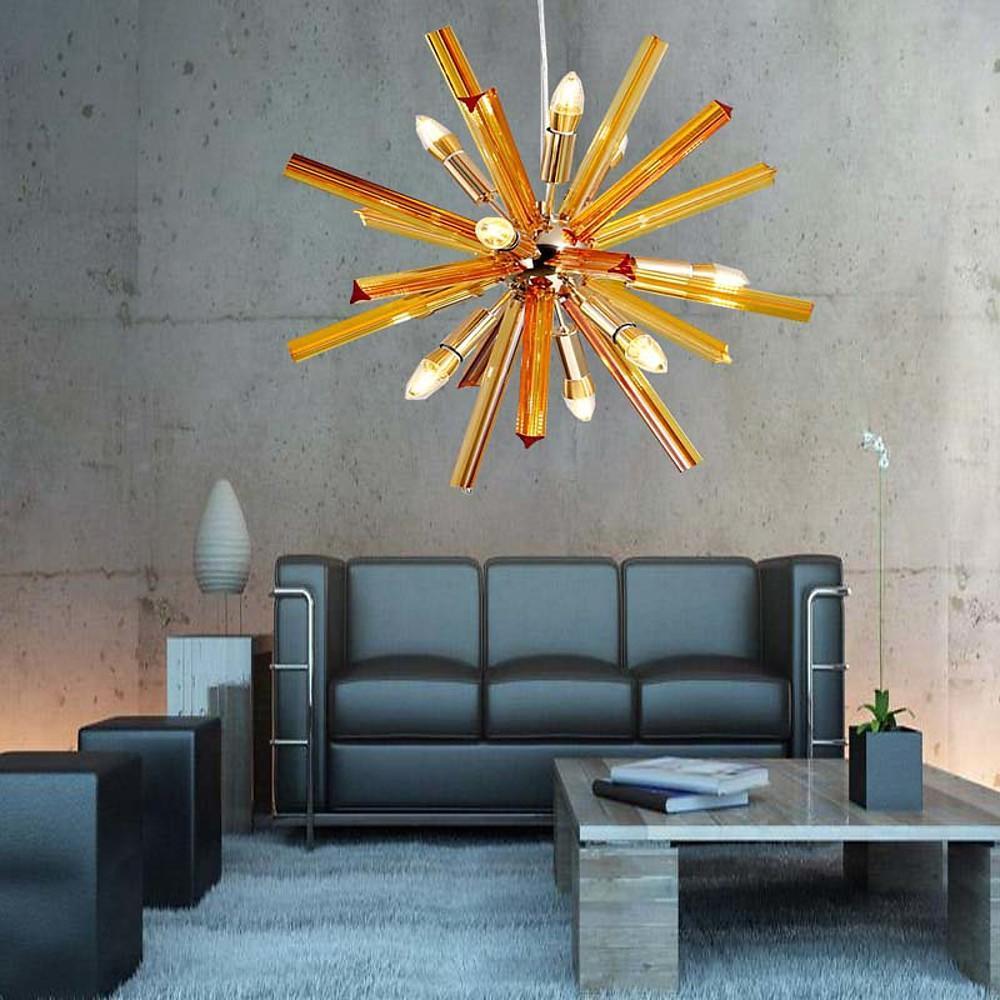 Modern 9-Light LED Metal Chandelier — Gold or Gray, 22" Diameter, 3000K Warm White, Adjustable Chain