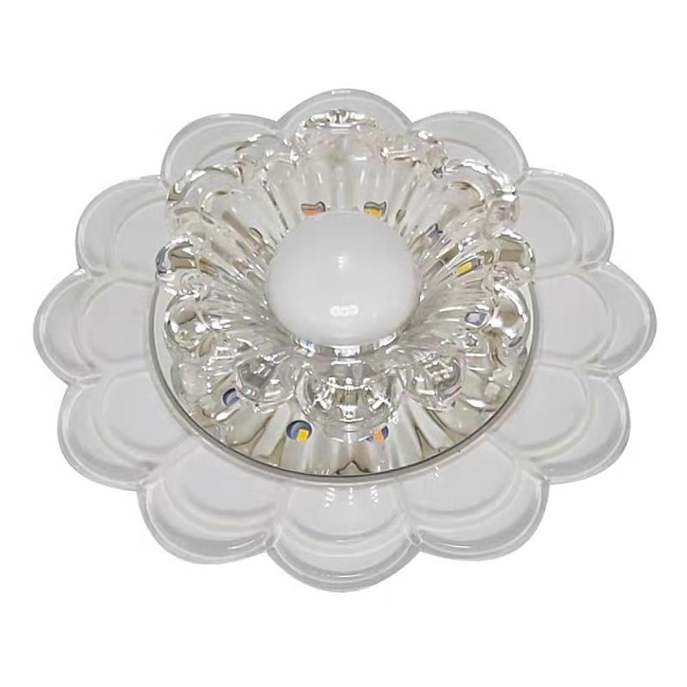 Flower-Effect Crystal Flush-Mount Ceiling Light — Metal, LED, 8" Diameter, Kids' Room and Entryway