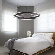 Geometric Circle Pendant Chandelier — Metal, 6-Light LED, Gold or Coffee Finish, Adjustable to 59"