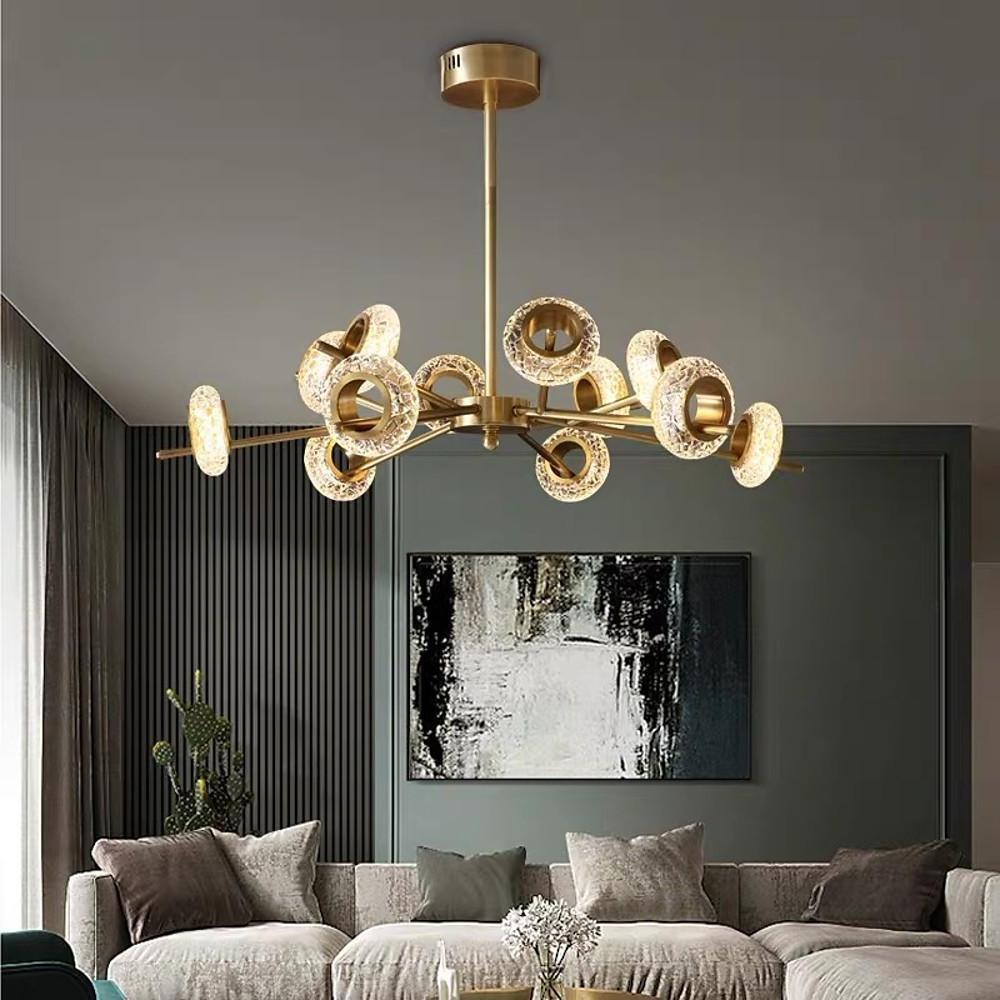 Sputnik Crystal Sphere Chandelier — Brass, Gold Electroplated, Integrated LED 3000K, 8 or 12-Light