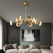 Sputnik Crystal Sphere Chandelier — Brass, Gold Electroplated, Integrated LED 3000K, 8 or 12-Light