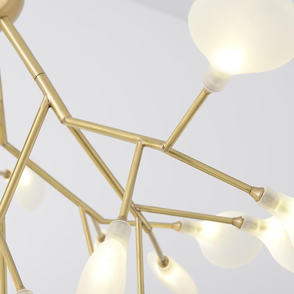 Sputnik Chandelier — Copper and Glass, 45-Light LED, 36" Diameter, Brass Finish
