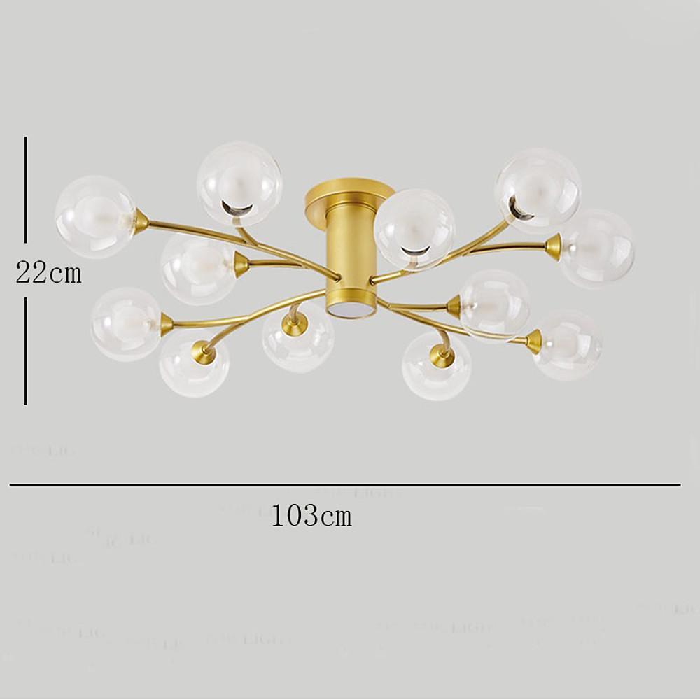 Industrial Globe Semi-Flush Mount Ceiling Light — Metal and Glass, LED, 9/12/15-Light, 3000–5400K