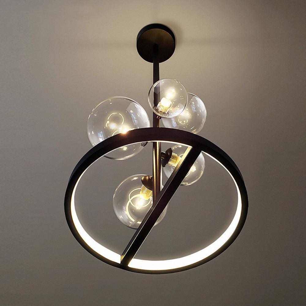Glass Ball Cluster Pendant — Matte Black, 5-Light LED, 3000K Warm, 11" or 19"
