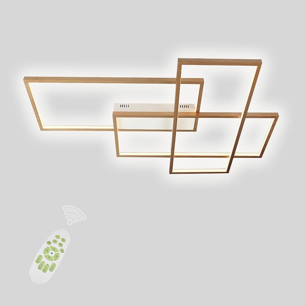 Overlapping Rectangles Geometric Flush-Mount Ceiling Light — Aluminum, 90W LED, Dimmable with Remote, 40" × 27"