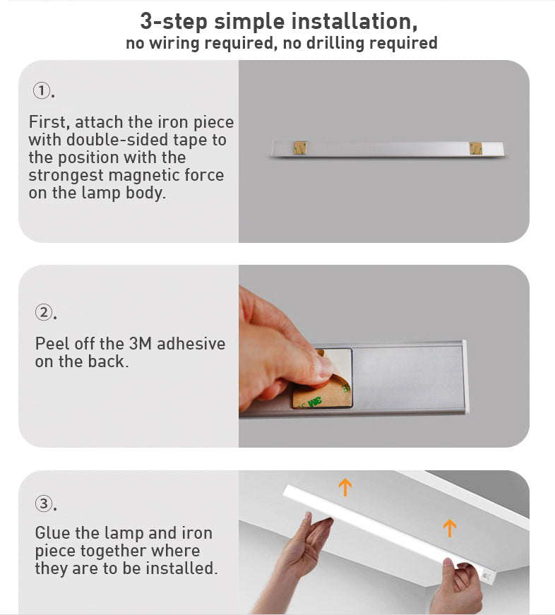 wireless led under cabinet wall light with motion sensor rechargeable and battery operated