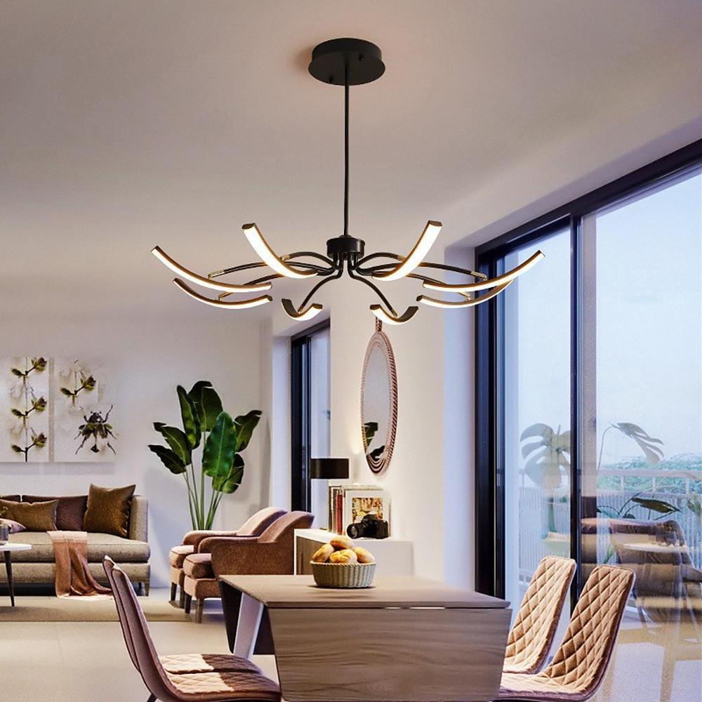 Flower Petal LED Chandelier — Metal & Aluminum, Dimmable with Remote, 6- to 12-Light, 30"–43"