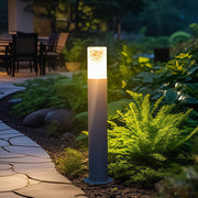 Cylindrical Outdoor Bollard Light — Die-Cast Aluminum, Crackled Glass, E27, IP54, Open-Top or Capped