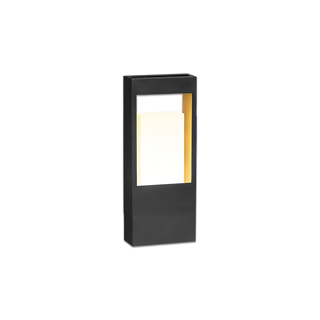Square Geometric Bollard Light — Stainless Steel, Black, LED Warm White, IP55, Solar / Hardwired, 6W–10W