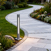 Outdoor LED Bollard Light — Aluminum, IP65, CRI 90, DC24V Hardwired, 5W–12W, 13.8"–35.4" Heights, Sand Coffee or Sand Gray