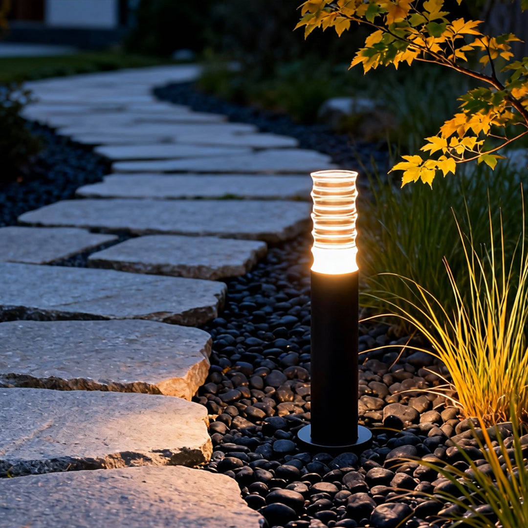 Bamboo Joint Outdoor Bollard Light — Die-Cast Aluminum, 7W LED, IP65 Weatherproof, 23.62" H