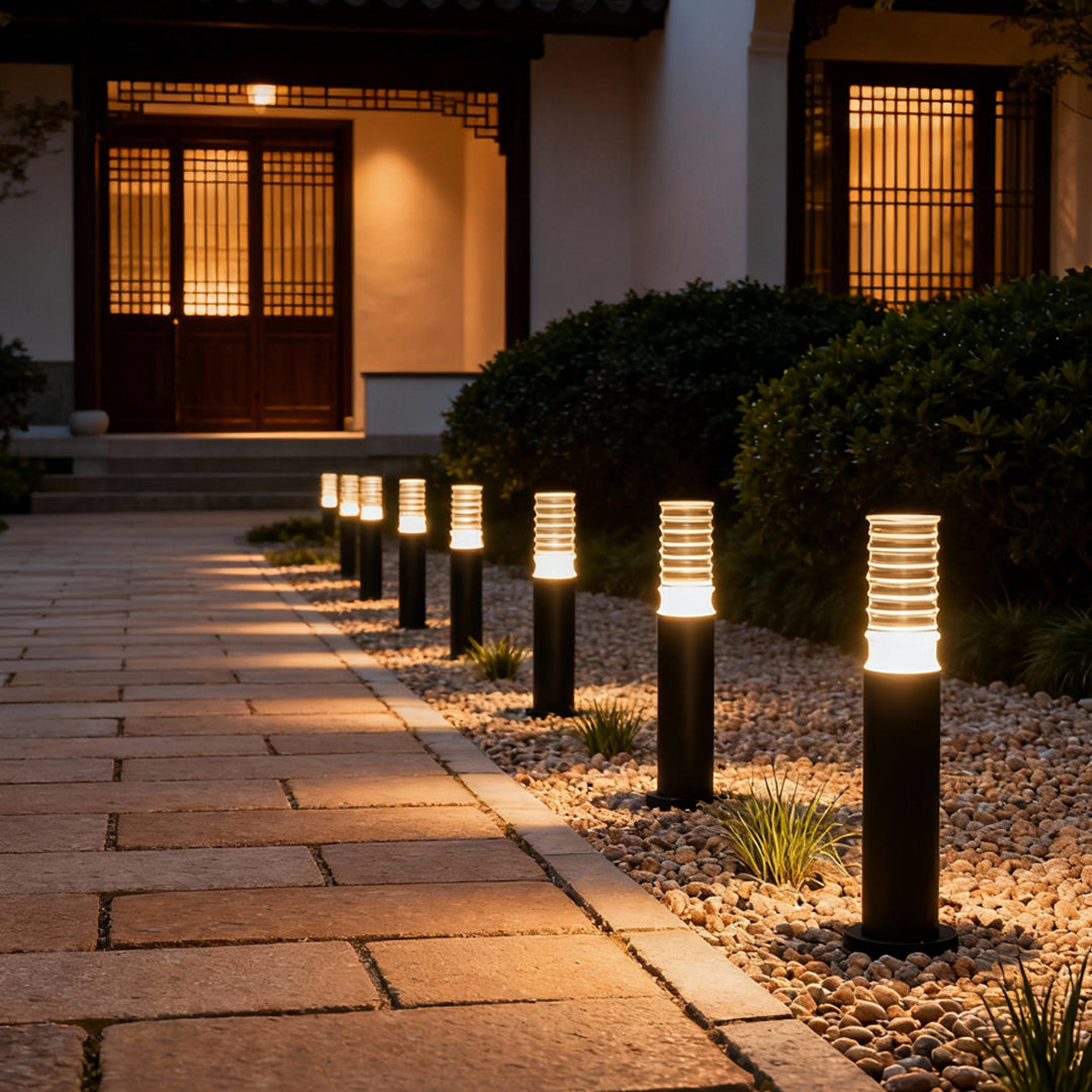 Bamboo Joint Outdoor Bollard Light — Die-Cast Aluminum, 7W LED, IP65 Weatherproof, 23.62" H
