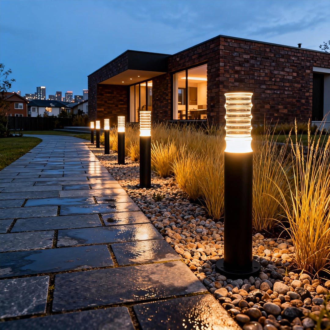 Bamboo Joint Outdoor Bollard Light — Die-Cast Aluminum, 7W LED, IP65 Weatherproof, 23.62" H