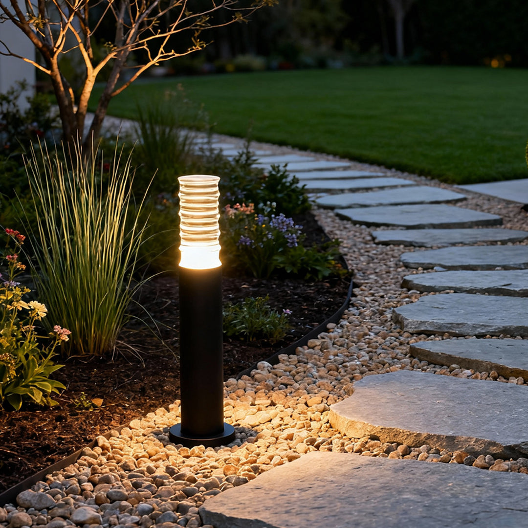 Bamboo Joint Outdoor Bollard Light — Die-Cast Aluminum, 7W LED, IP65 Weatherproof, 23.62" H