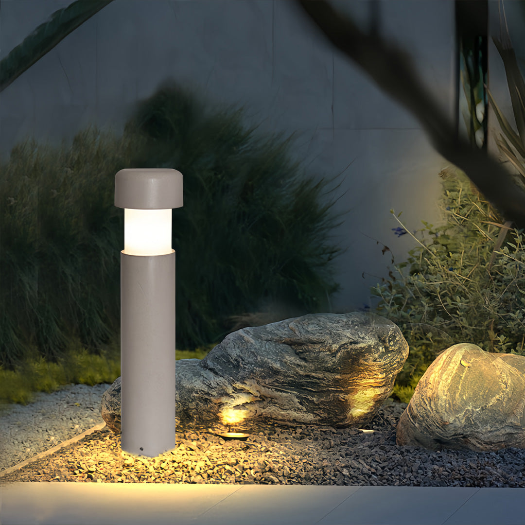 Minimalist Outdoor Bollard Light — Metal, 5W LED, 3000K Warm White, IP65 Weatherproof, 23.62" H