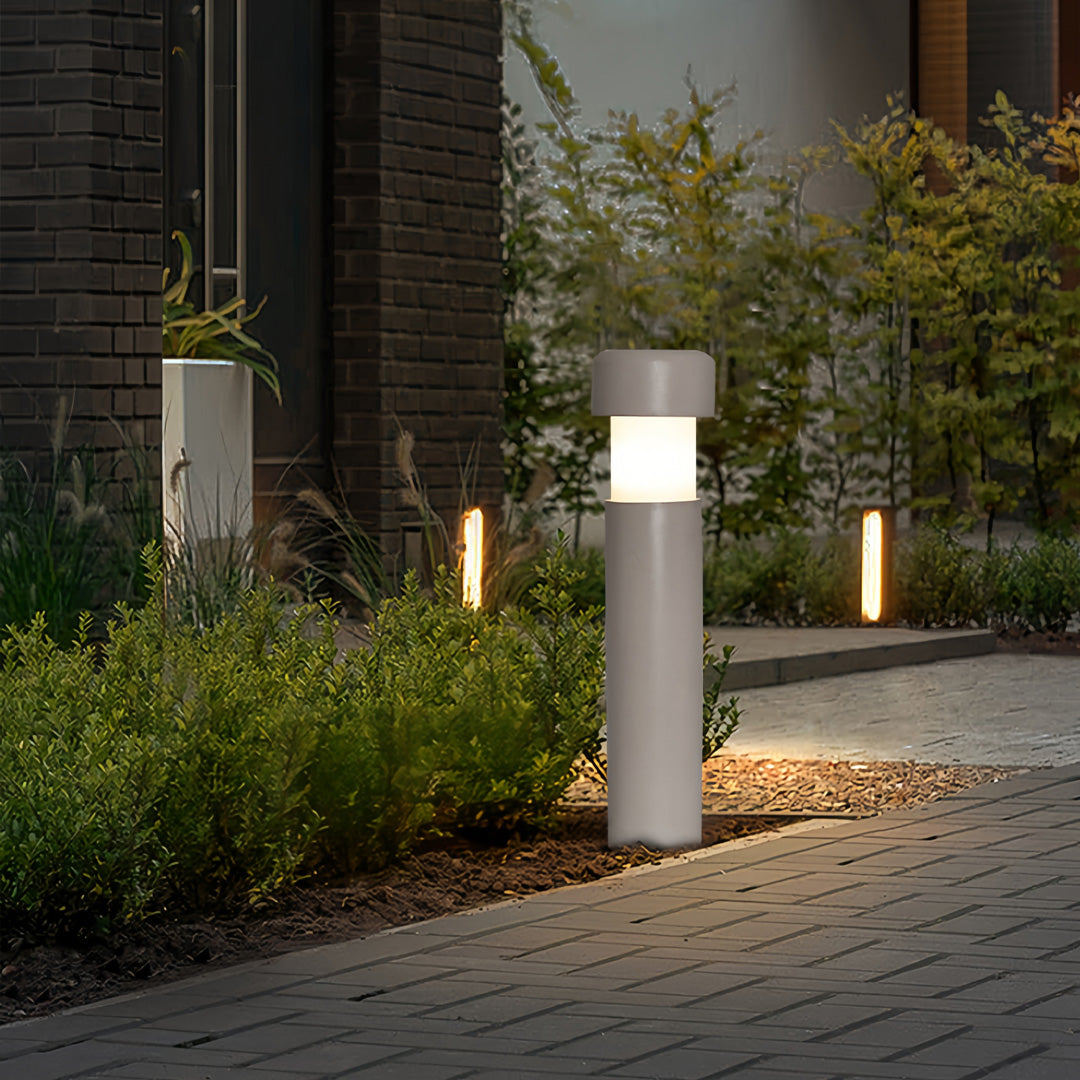 Minimalist Outdoor Bollard Light — Metal, 5W LED, 3000K Warm White, IP65 Weatherproof, 23.62" H