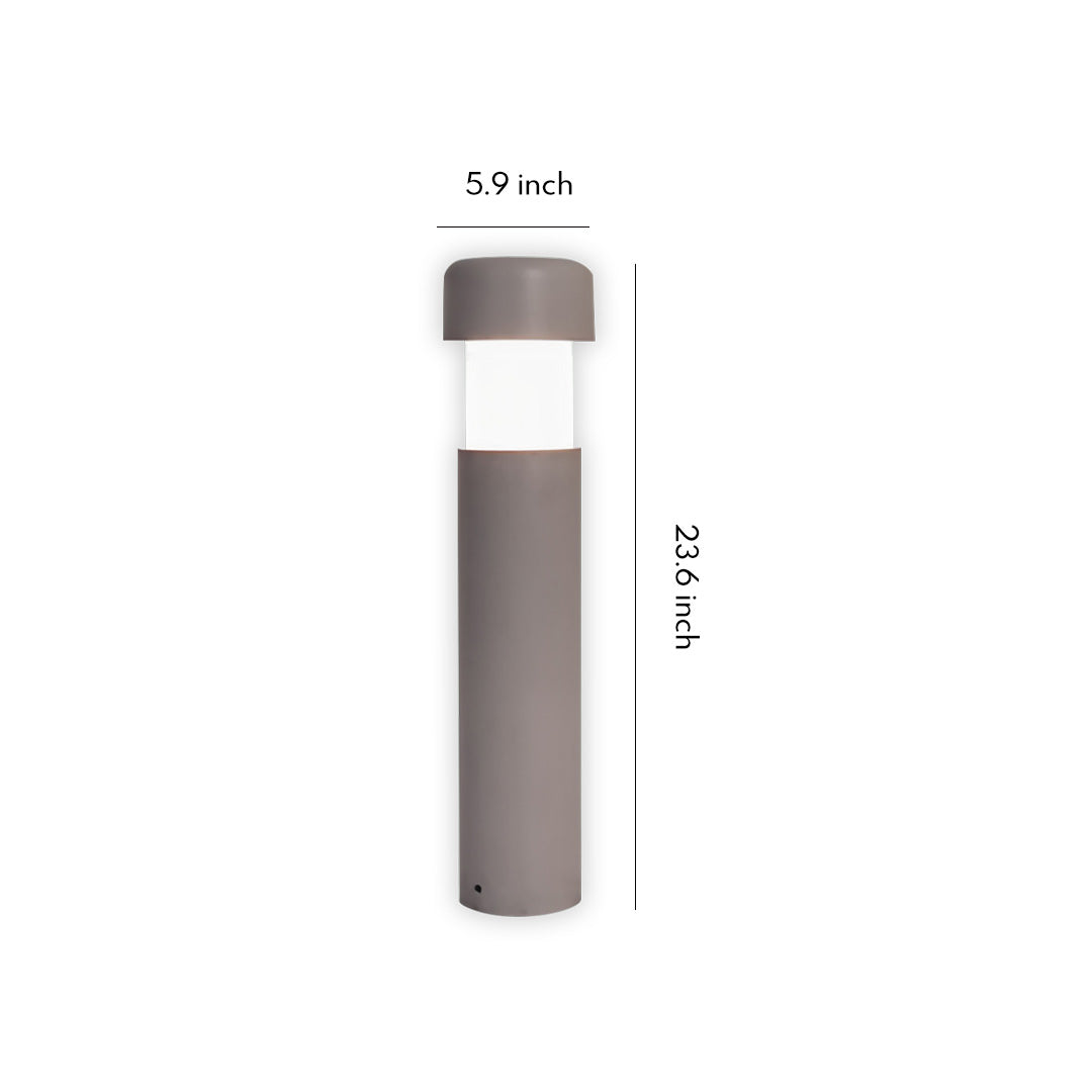 Minimalist Outdoor Bollard Light — Metal, 5W LED, 3000K Warm White, IP65 Weatherproof, 23.62" H