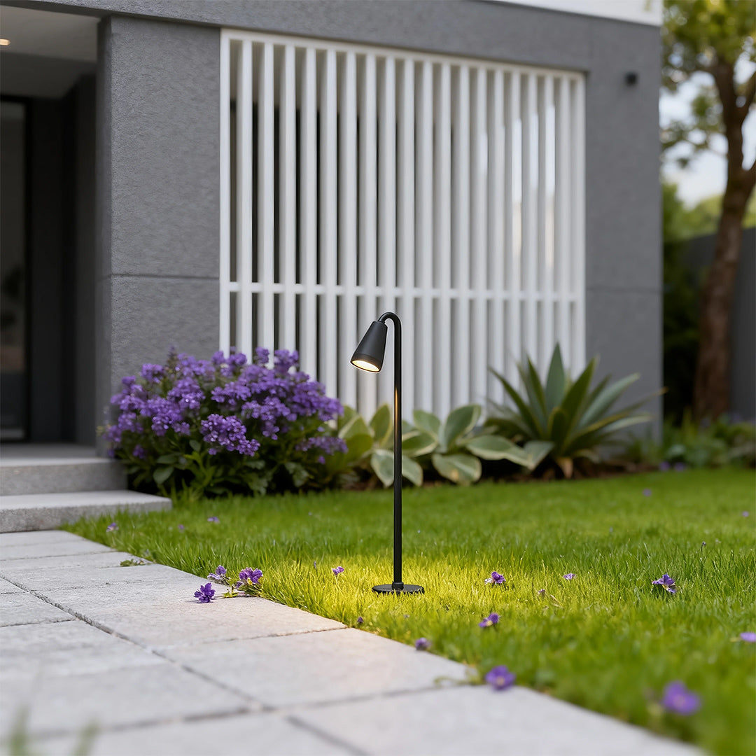 Modern Landscape Path Light — Black Iron and Aluminum, LED, IP54, Available in 400mm / 600mm / 800mm