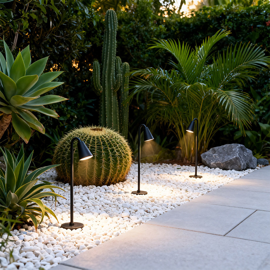Modern Landscape Path Light — Black Iron and Aluminum, LED, IP54, Available in 400mm / 600mm / 800mm