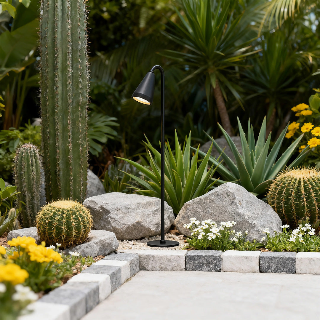 Modern Landscape Path Light — Black Iron and Aluminum, LED, IP54, Available in 400mm / 600mm / 800mm