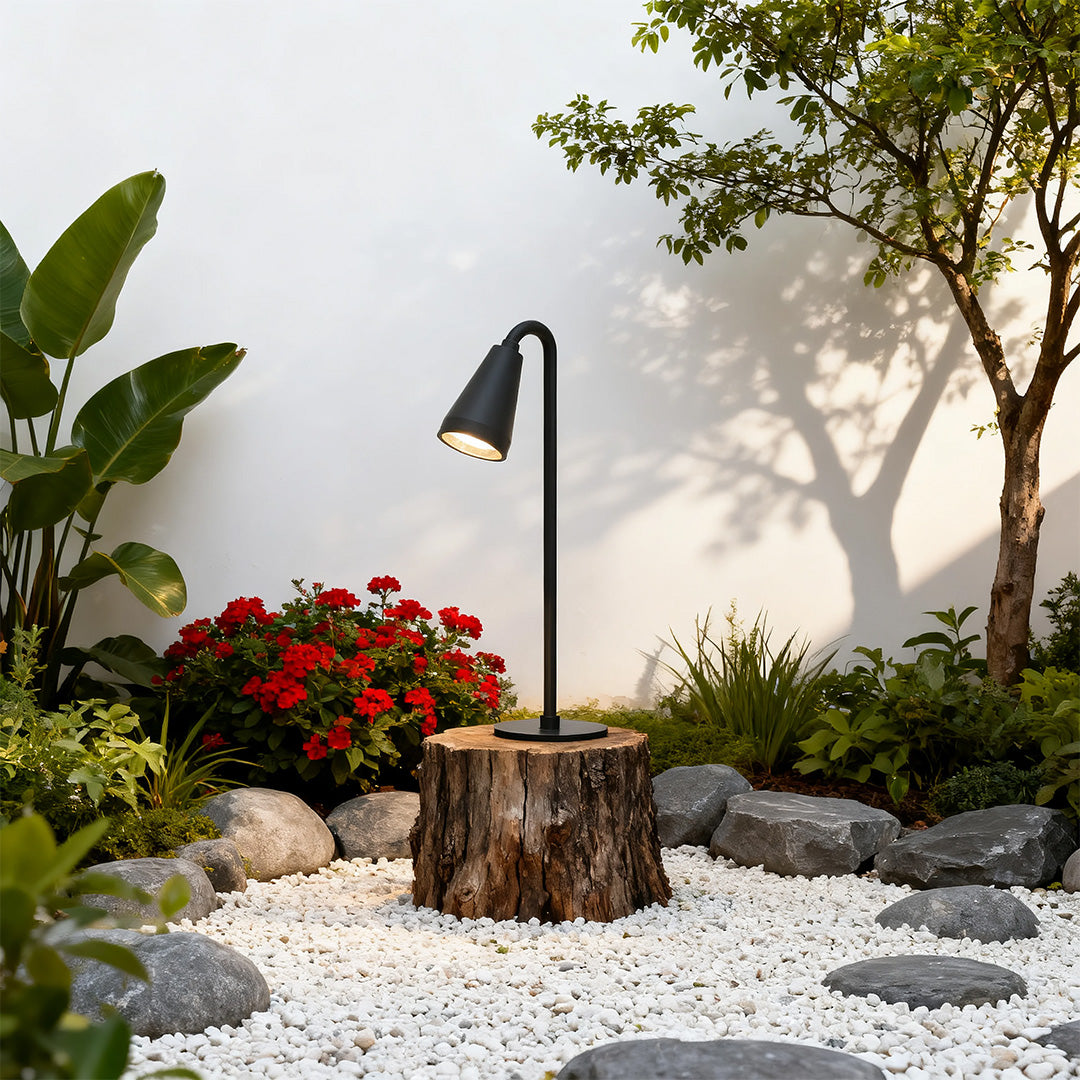 Modern Landscape Path Light — Black Iron and Aluminum, LED, IP54, Available in 400mm / 600mm / 800mm