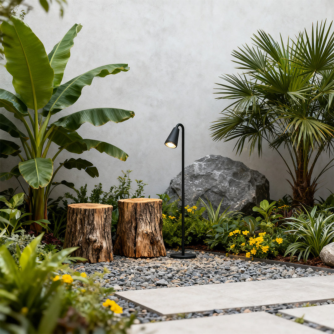 Modern Landscape Path Light — Black Iron and Aluminum, LED, IP54, Available in 400mm / 600mm / 800mm
