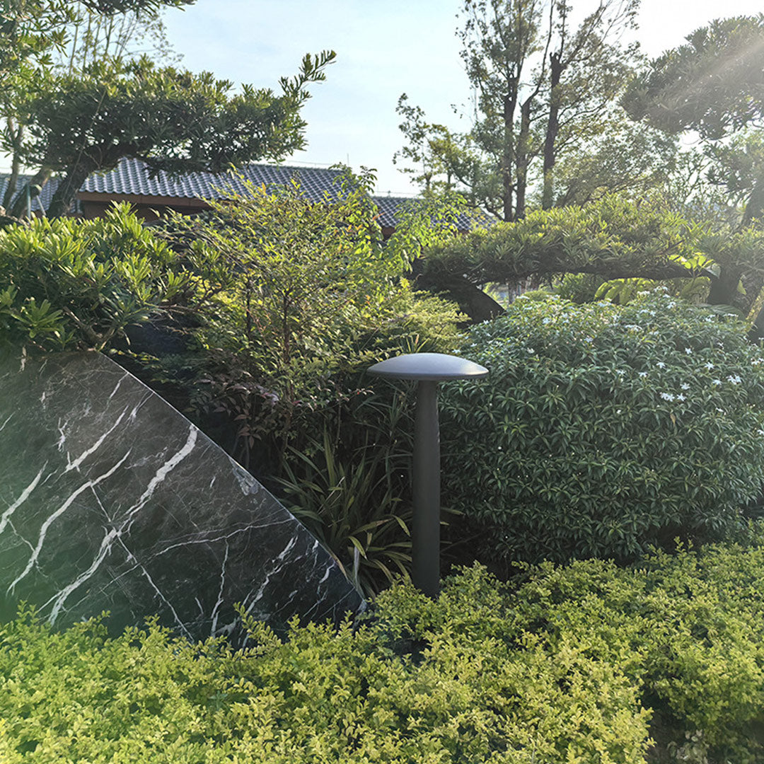 Mushroom Outdoor Bollard Light — Sand-Black Aluminum, LED, 10W/20W/30W, IP65, 3000K