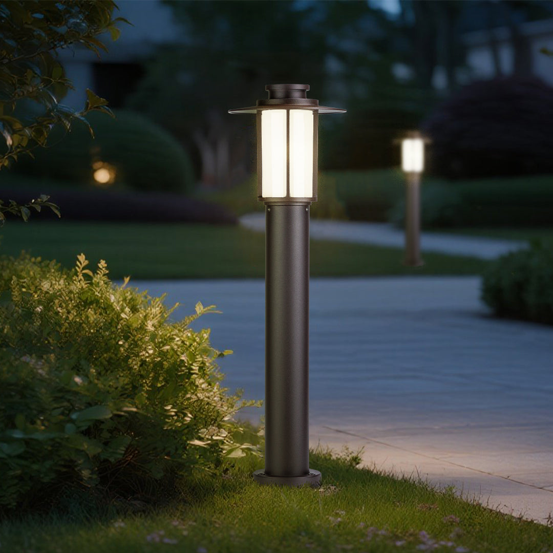 Minimalist Dome Bollard Path Light — Die-Cast Aluminum, Brown, E27, IP54, 12.6" or 31.5" Height