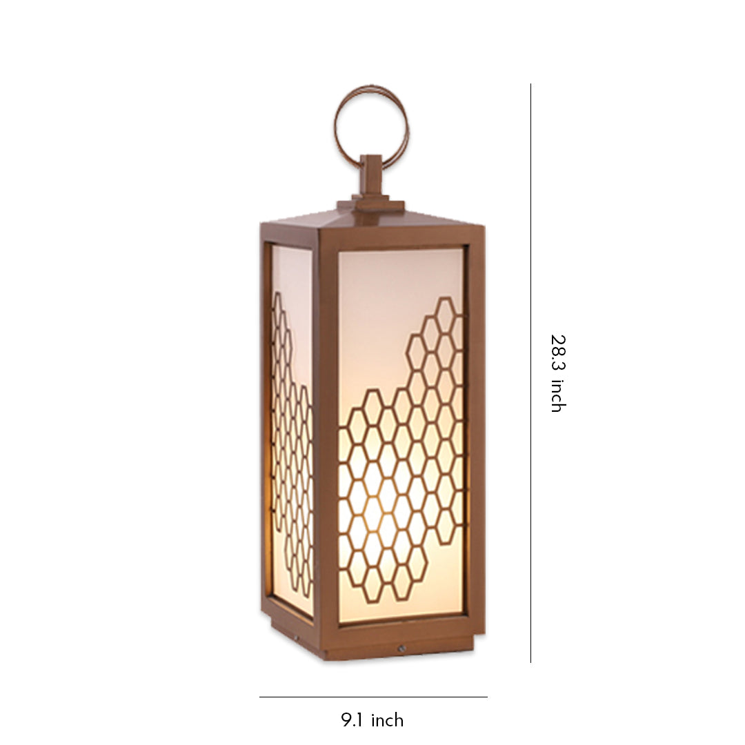 Modern Outdoor Bollard Light — Chestnut Stainless Steel, White Acrylic, 15W LED, IP65 Weatherproof