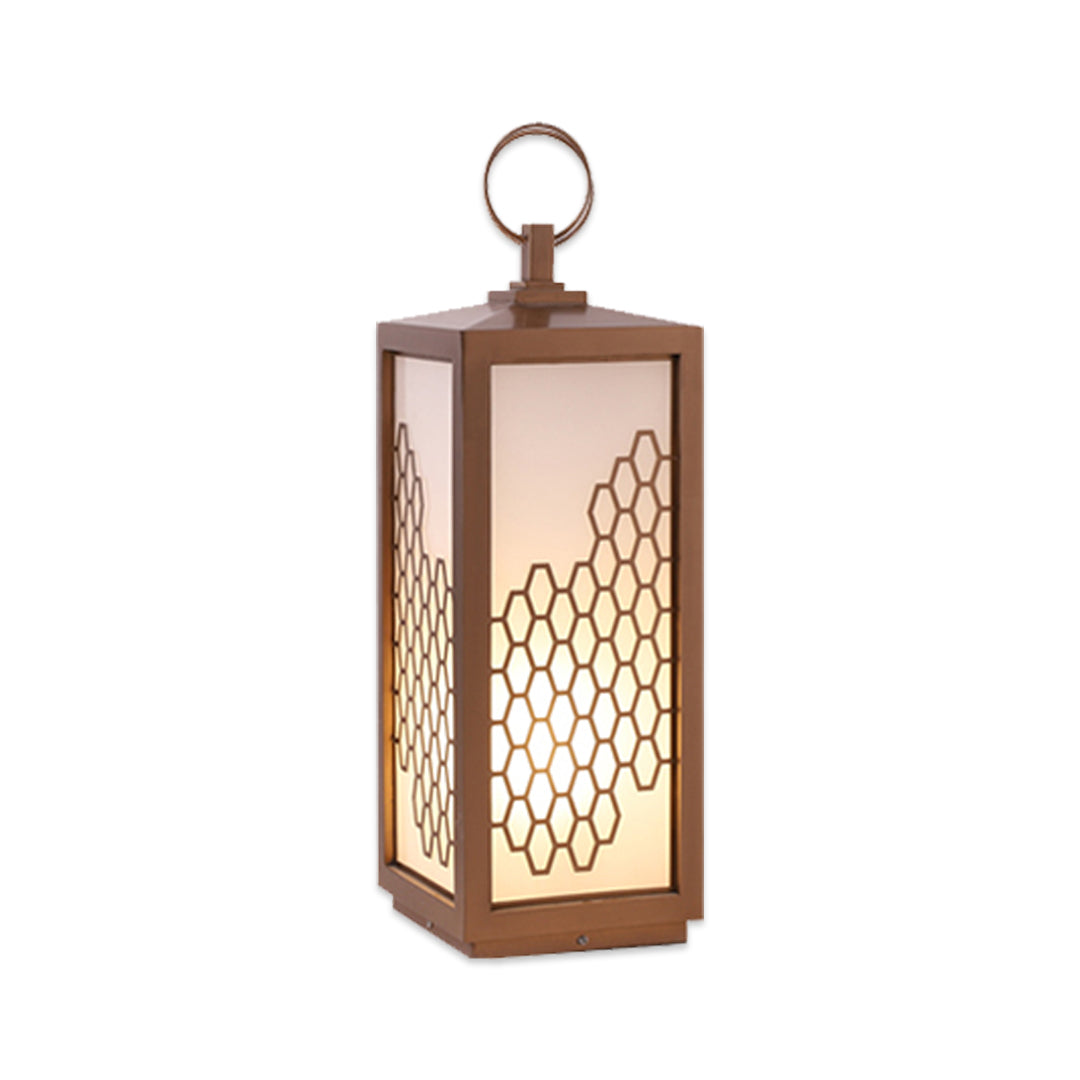 Modern Outdoor Bollard Light — Chestnut Stainless Steel, White Acrylic, 15W LED, IP65 Weatherproof