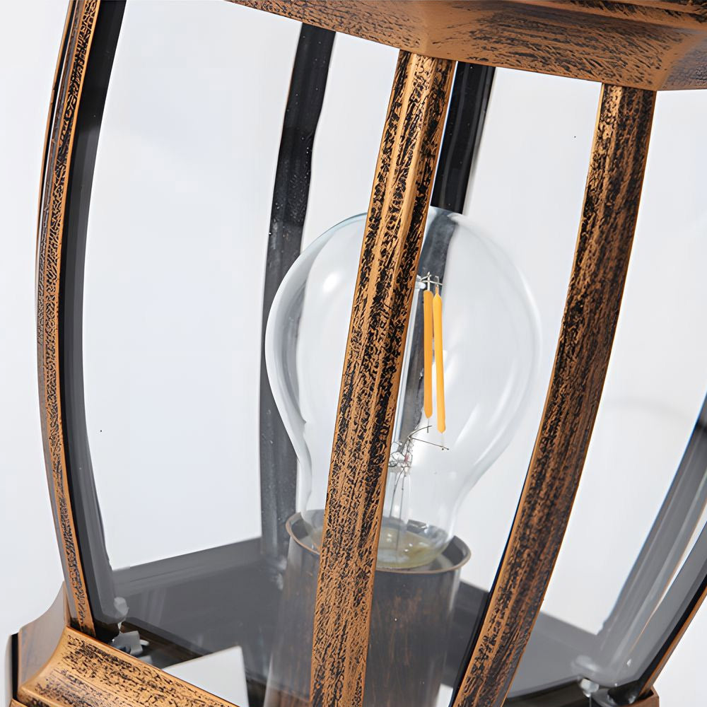 Octagonal Pagoda Pillar Light — Aluminum & Glass, Solar / Hardwired, 3-Step Dimming, Black or Bronze