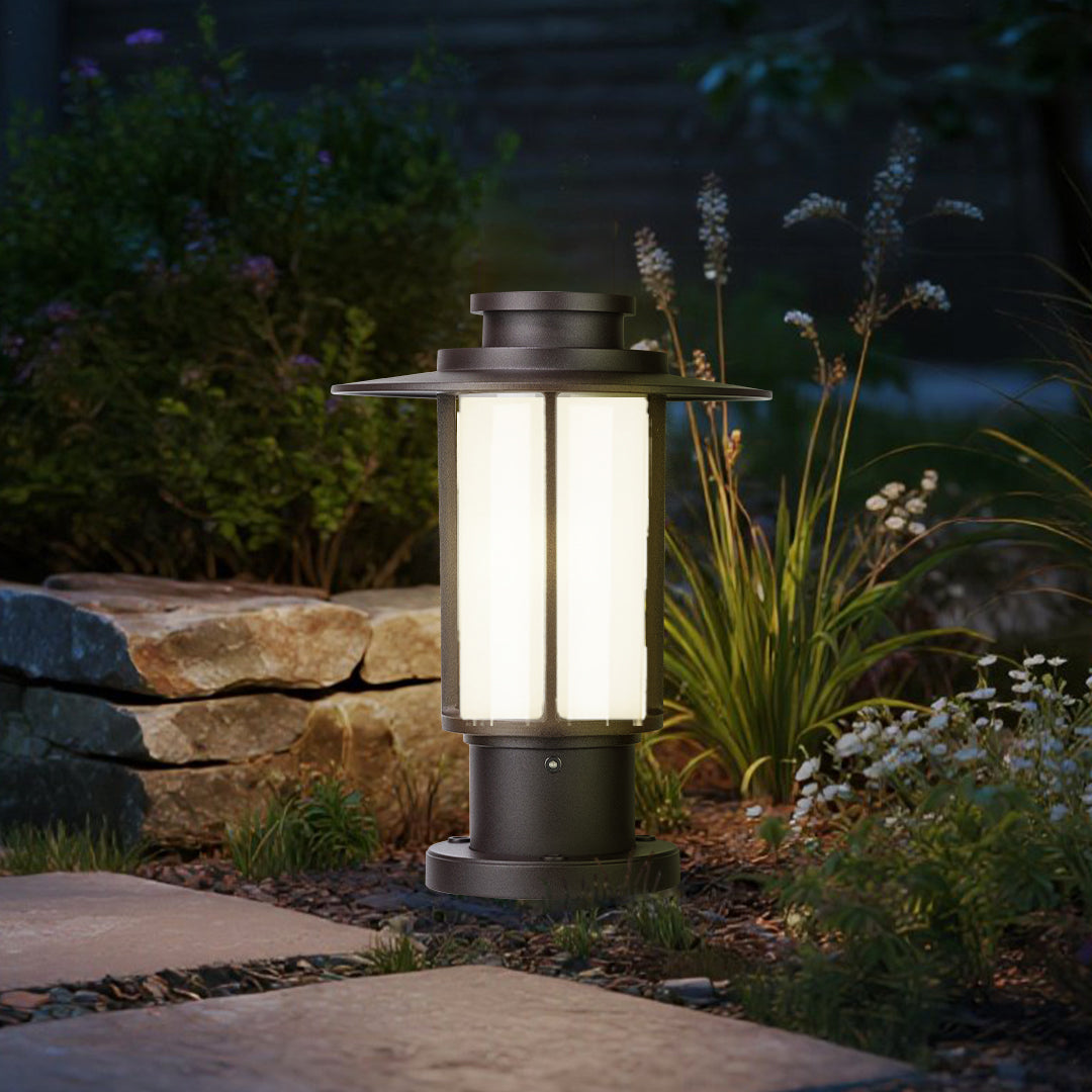 Minimalist Dome Bollard Path Light — Die-Cast Aluminum, Brown, E27, IP54, 12.6" or 31.5" Height
