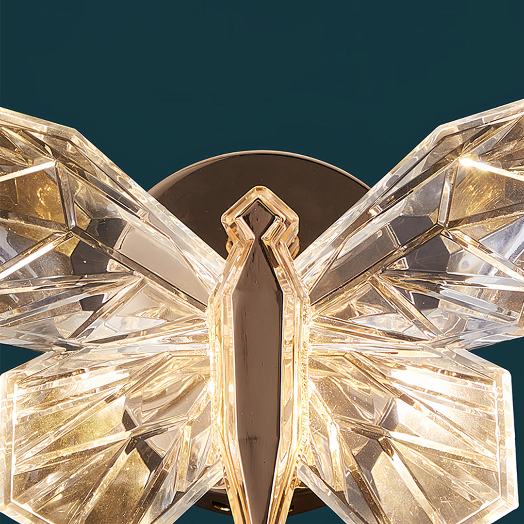 Butterfly Wall Sconce — Gold Aluminum, White Acrylic Shade, LED, Three-Step Dimming (3000K/4500K/6000K)