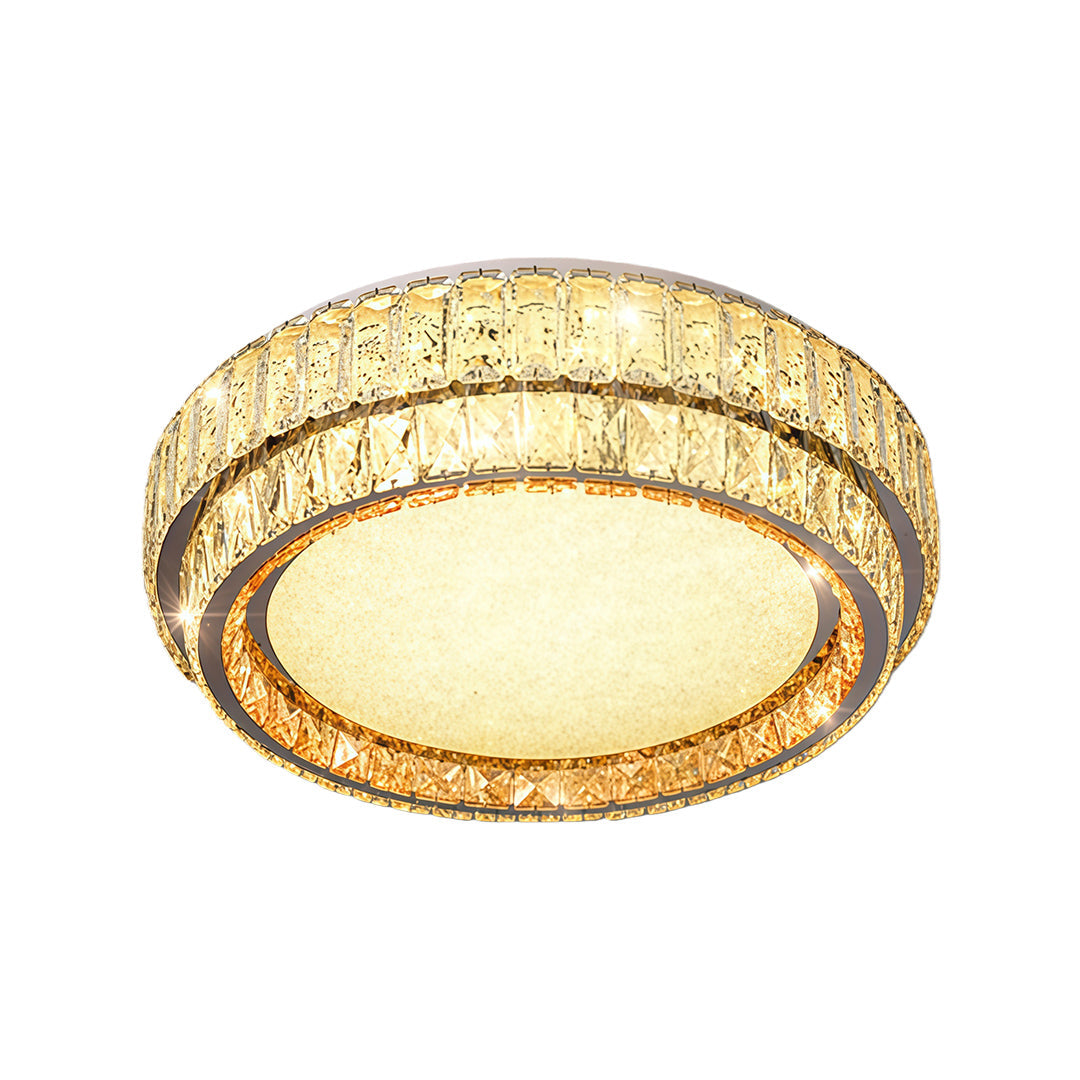 Modern Crystal Flush-Mount — Stainless Steel, Chrome, Full-Spectrum Eye-Care LED, Three-Color Dimming, Round / Square / Rectangle