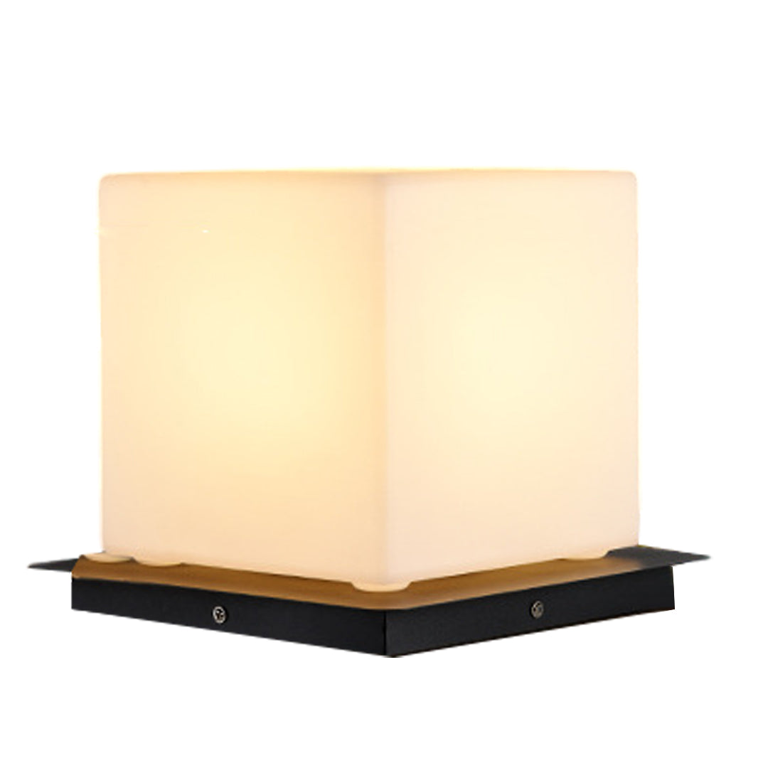 Modern Minimalist Outdoor Pillar Light — Stainless Steel & PE, Sphere / Cube / Cylinder, E27, 5W LED, IP65 Weatherproof