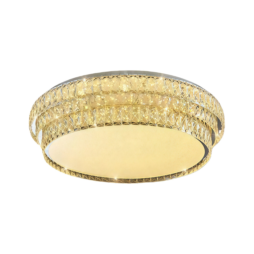 Crystal Flush-Mount Ceiling Light — Chrome Stainless Steel, LED, 3-Step Dimming (3000K/4500K/6000K), Round / Square / Rectangle