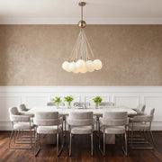 Bubble Glass Chandelier — Gold Metal Frame, Transparent Glass, E12, Adjustable Rod, 28.9"