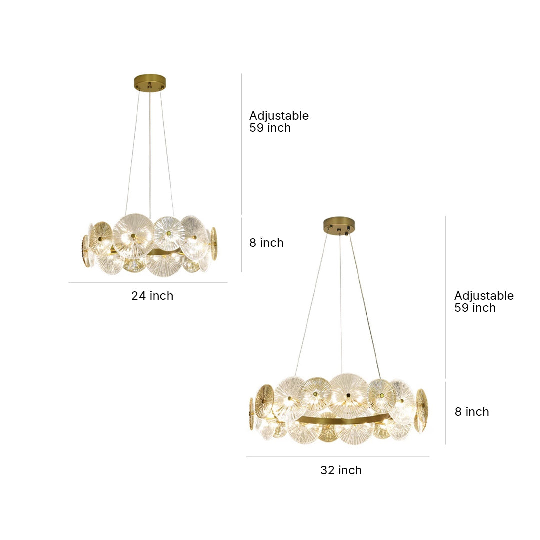 Clear Glass & Silver Iron Chandelier — 12- or 18-Light, G9, Three-Color, Adjustable Chain