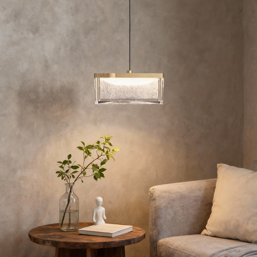 Zen Minimalist Pendant Light — Aluminum & Crystal, Gold, 10W LED, 3-Step Dimming (3000K/4500K/6000K), 47.2" Adjustable Chain